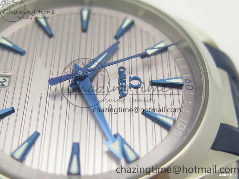 0501 Aqua Terra 150M Master Chronometers VSF 1:1 Best Edition Gray Dial Blue Hand on Blue Rubber Strap A8900 Super Clone HighQuality 8004